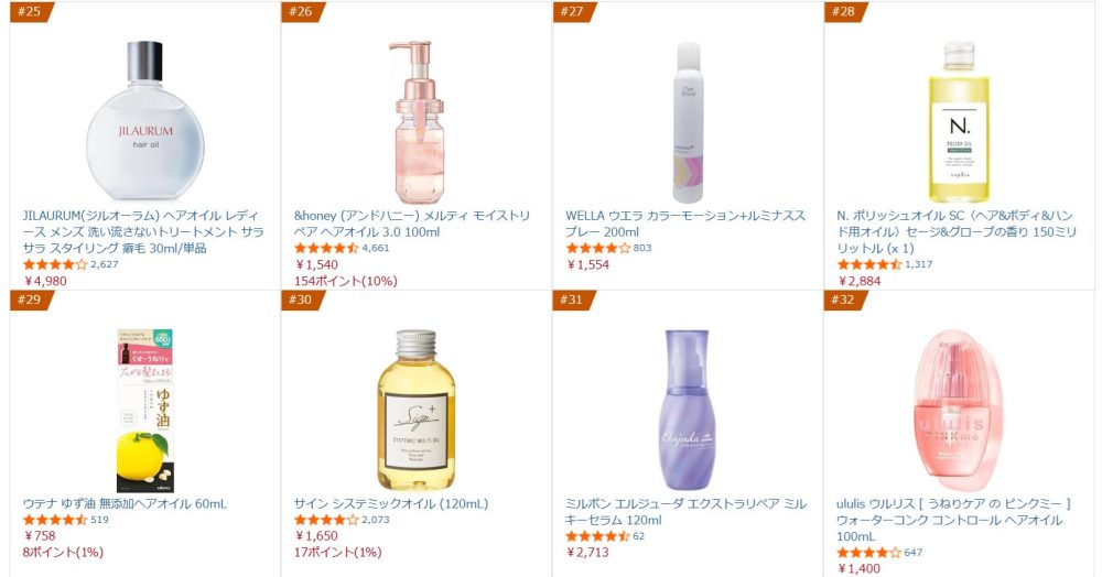 Amazonヘアオイルランキング